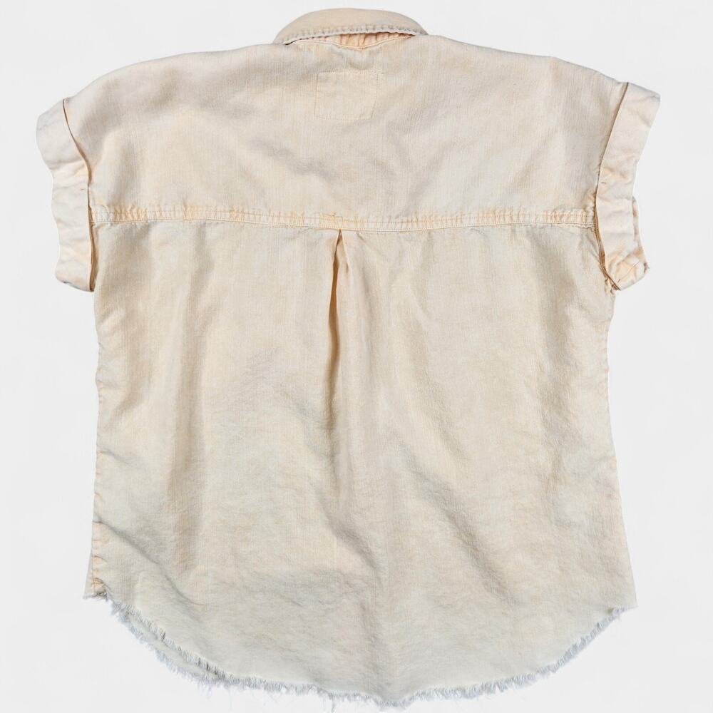 Rails Lex Shirt Women's Small Peach Acid Wash Cuffed Sleeve Linen Blend - Picture 4 of 13